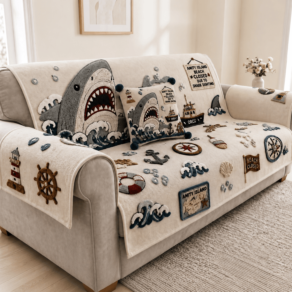 JAWS Tufted Sofa Cover & Pillow Set DNBN