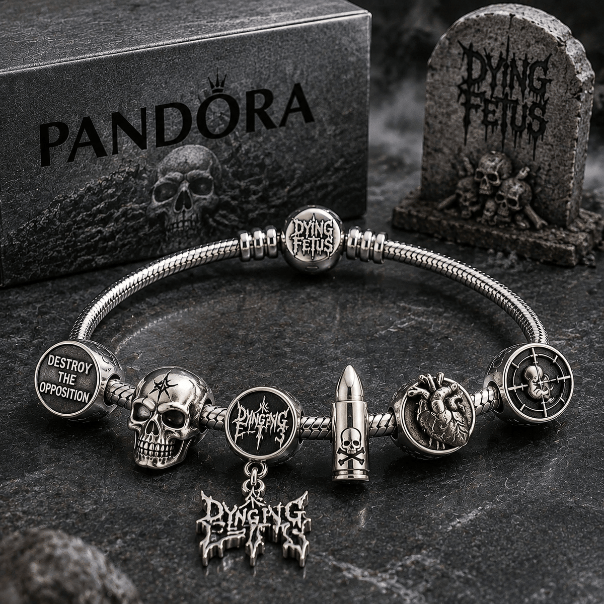 DFT Silver Charm Bracelet Set PTT