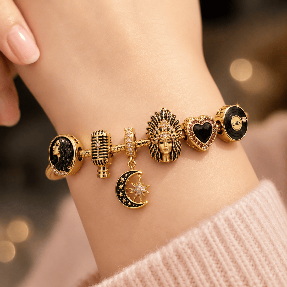 CHER Gold Charm Bracelet Set VTH