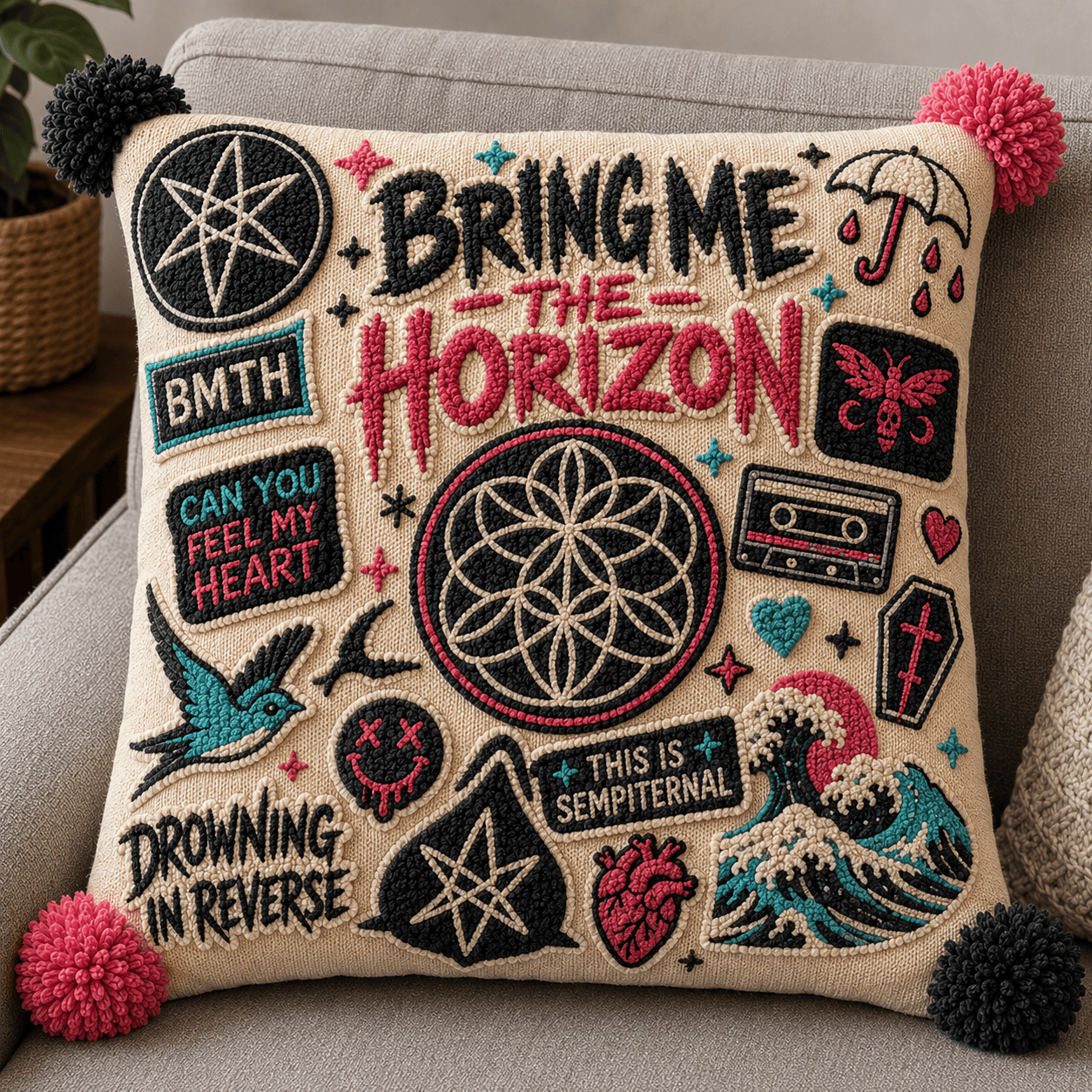 BMTH Tufted Sofa Cover & Pillow Set NTKO
