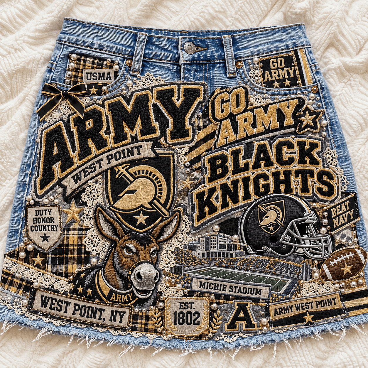 ABK Embellished Denim Skirt NTKO