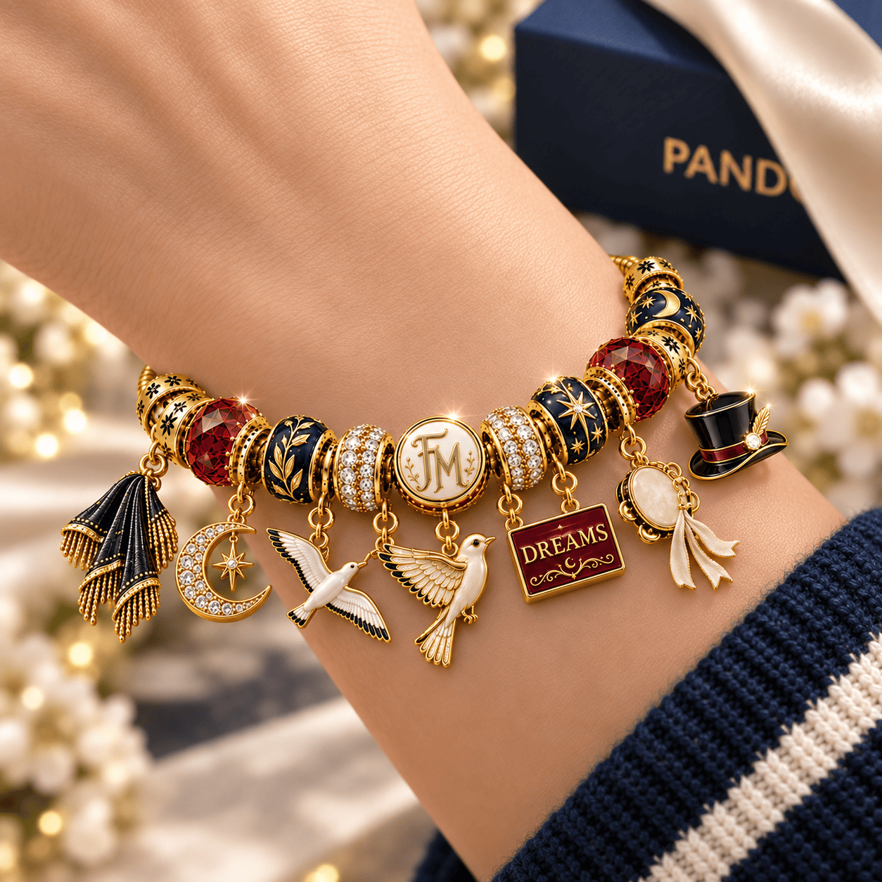 FLM Gold Charm Bracelet Set NHVH