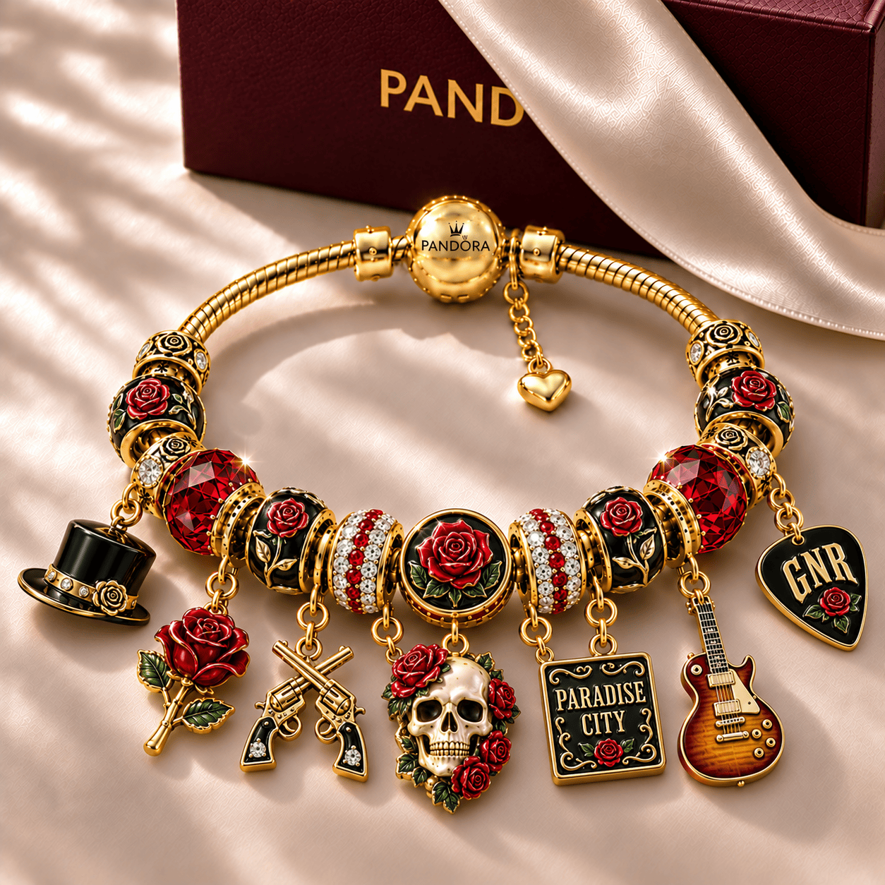 GNR Gold Charm Bracelet Set NHVH