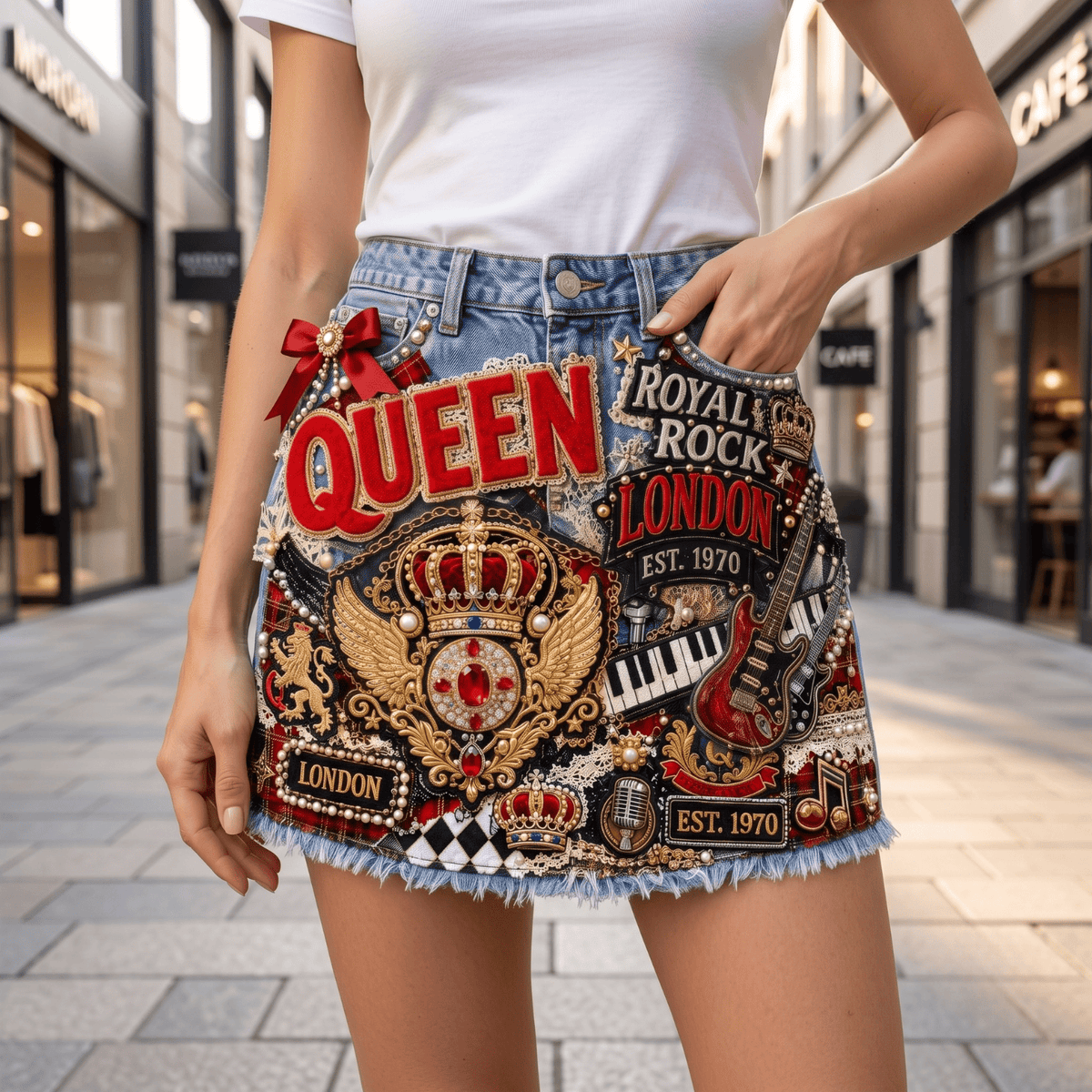 QNN Embellished Denim Skirt NTKO