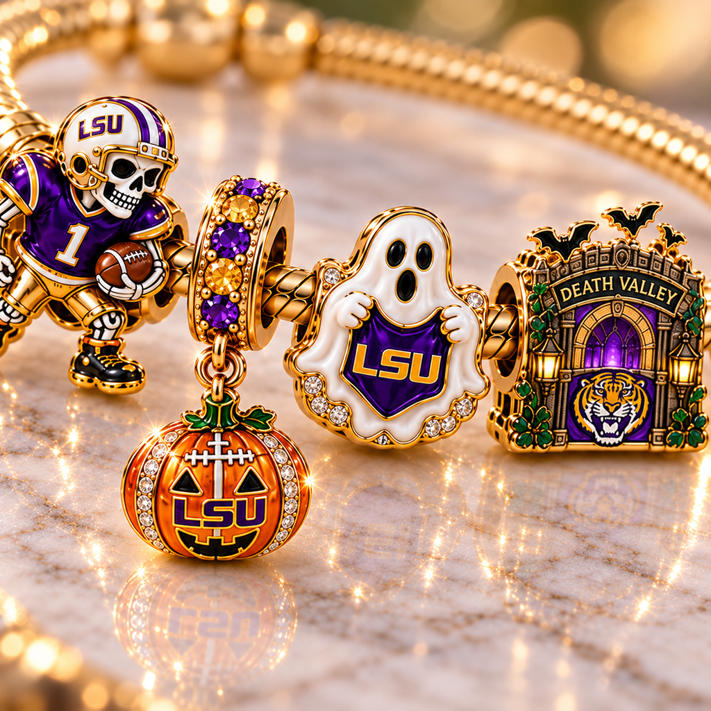 LSU Gold Charm Bracelet Set NHVH