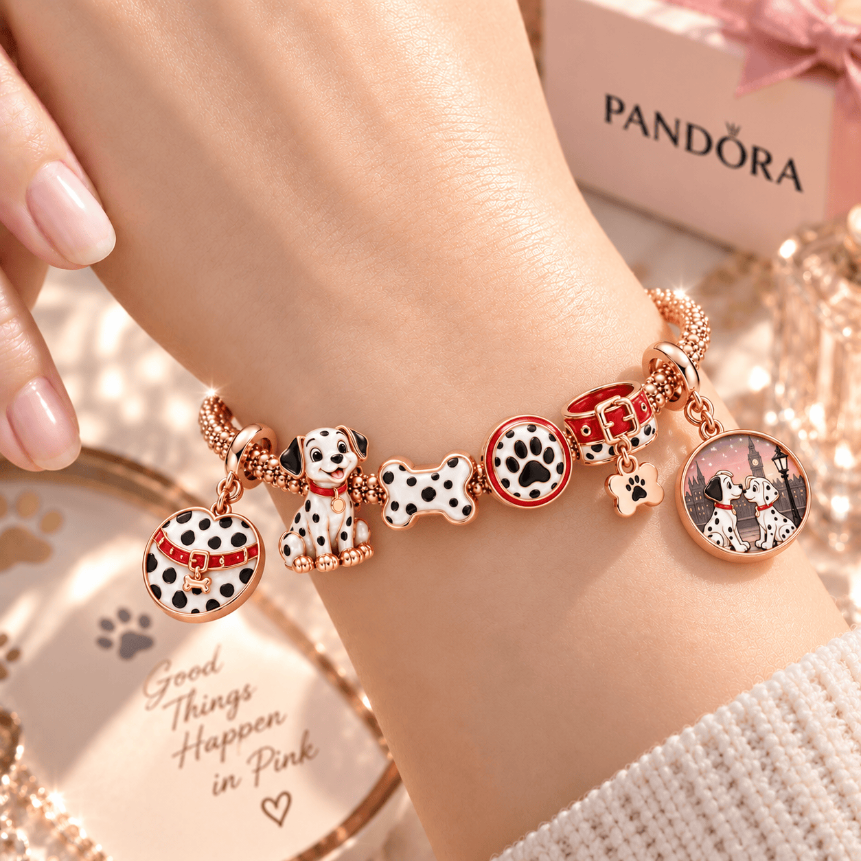 101D Rose Gold Charm Bracelet Set TTTT