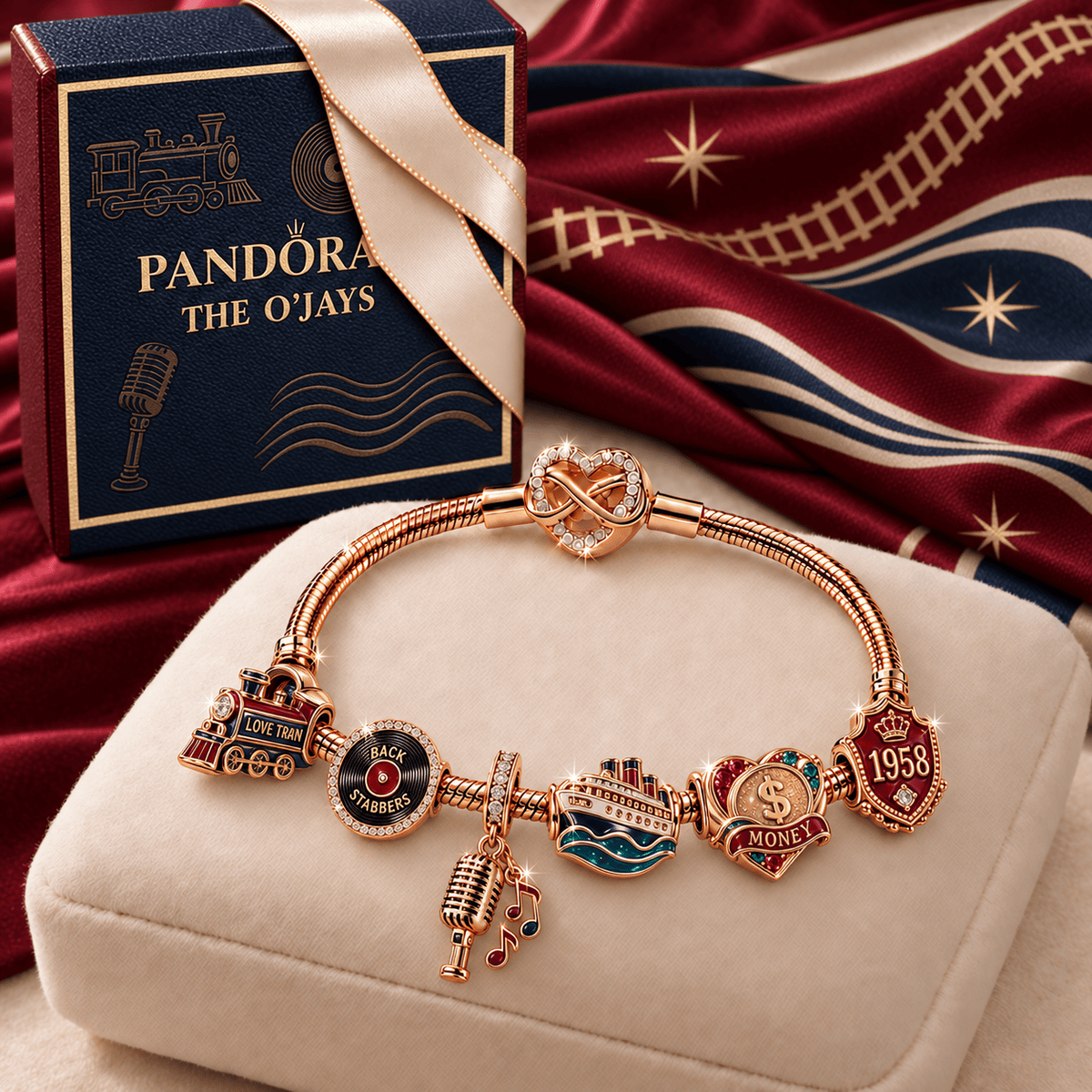 TOJ Rose Gold Charm Bracelet Set TMH