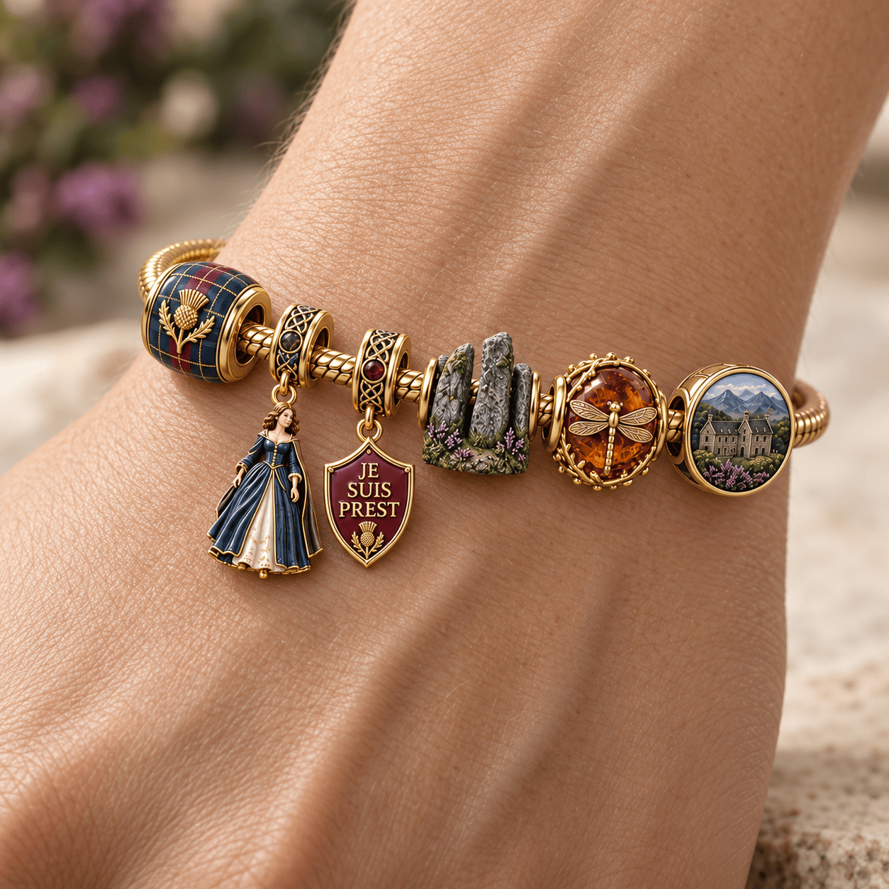 OLD Gold Charm Bracelet Set HQH