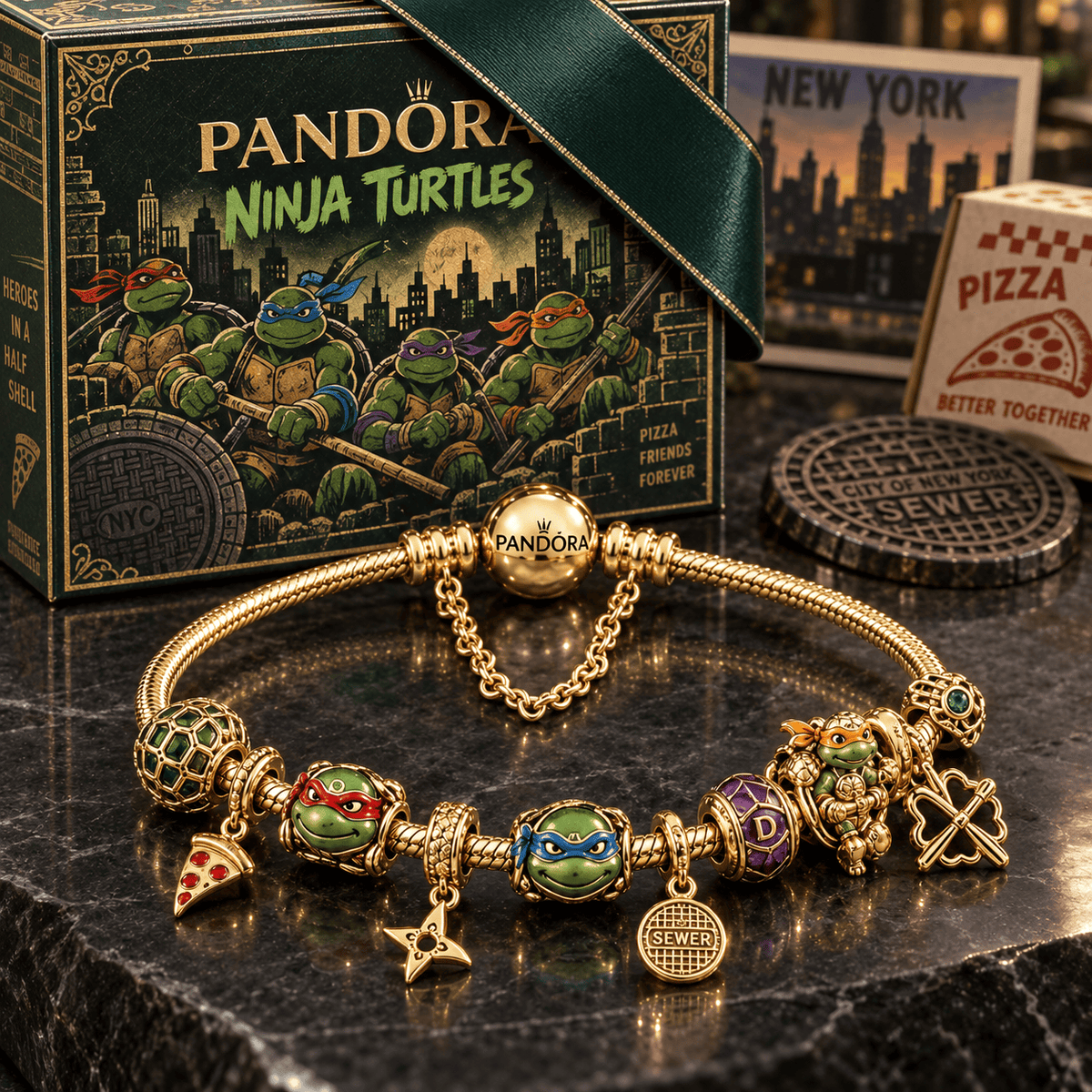 NJT Gold Charm Bracelet Set PTKL